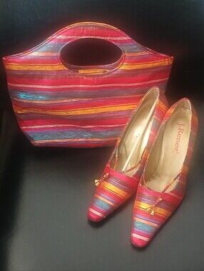 J. Renee Multicolor Striped Pump with Matching Handbag